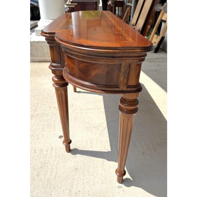 Banded Top Foyer Table With One Drawer and Fluted Legs For Sale - Image 9 of 11