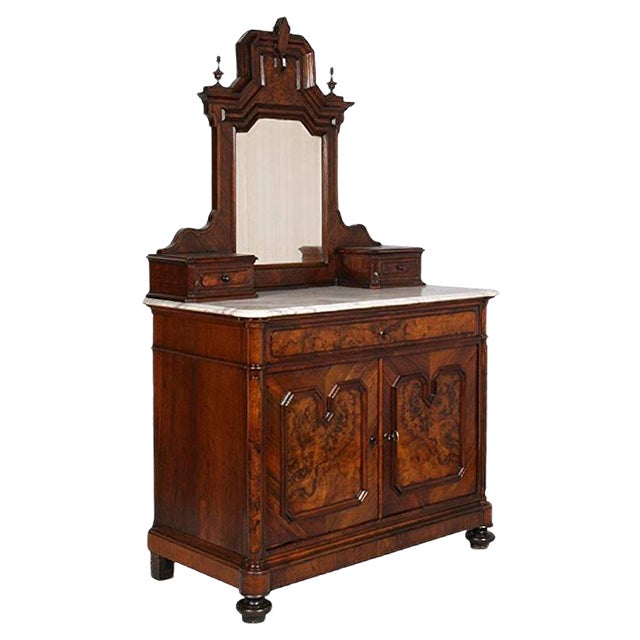 19th Century Chest of Drawers and Mirror from Cucchi & Sola Ammobiliamenti Torino, Set of 2 For Sale