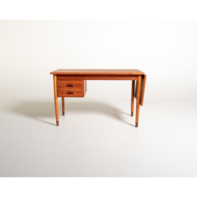 Scandinavian Teak Desk with Drop-Leaf Extension, 1950s For Sale - Image 13 of 13