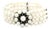 Vintage Retro Multi-Strand Pearl and Sapphire 14k White Gold Bracelet For Sale