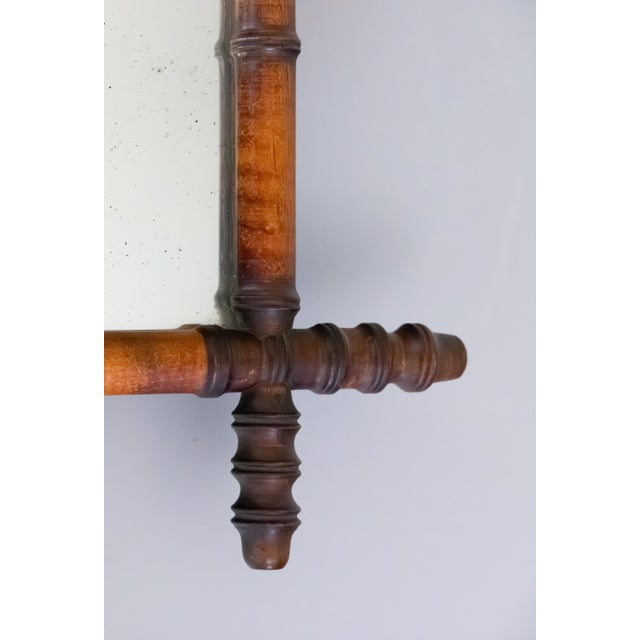 Chinoiserie Antique 19th Century French Faux Bamboo Carved Mirror For Sale - Image 3 of 6