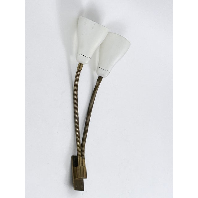 Gold Mid-Century Modern Gooseneck Wall Lamp, Italy, 1950s For Sale - Image 8 of 18