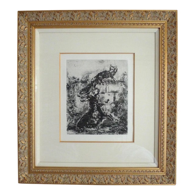 "The Fox and the Ram" Plate 124 From Les Fables De La Fontaine by Marc Chagall, Framed For Sale