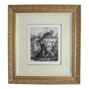 "The Fox and the Ram" Plate 124 From Les Fables De La Fontaine by Marc Chagall, Framed