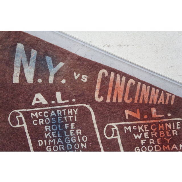 Rare Antique New York Yankees Cincinnati Reds World Series Baseball Pennant For Sale - Image 11 of 13