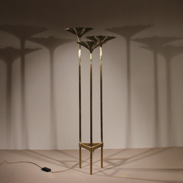 Brass Papyrus Floor Lamp by Nucci Valsecchi, Italy, 1970s For Sale - Image 15 of 18