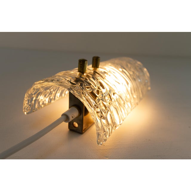 Mid-Century Swedish Glass and Brass Sconce attributed to Carl Fagerlund for Orrefors, 1960s For Sale - Image 10 of 15