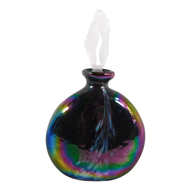 1980s Purple Iridescent Perfume Bottle From Glass Act Studio For Sale