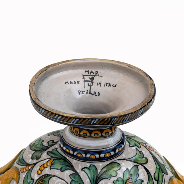 Manufactory Maiolica Artistica Pesarese Map Two-Handled Vase, Italy, 1920s For Sale - Image 7 of 8