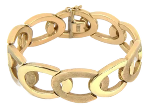 Wide Oval 14k Yellow Gold Link Bracelet