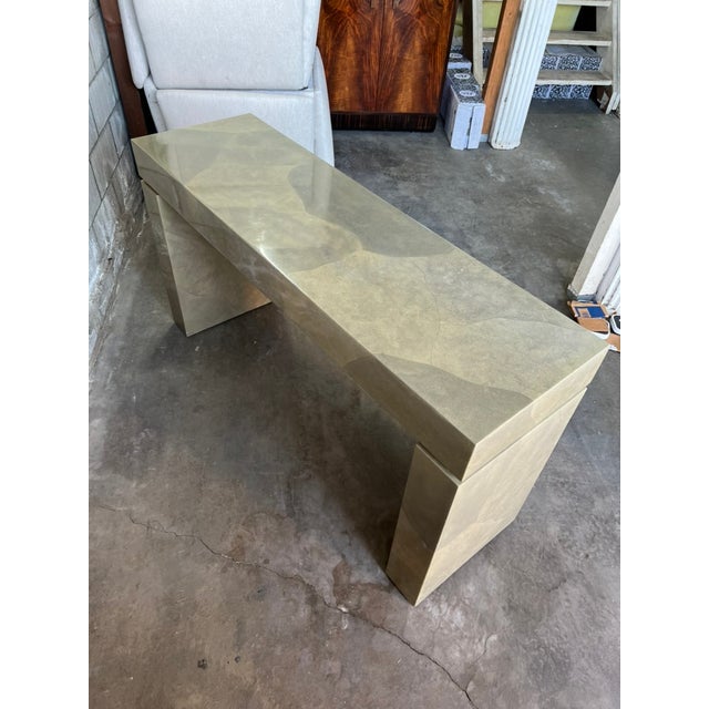 Modern Faux Parchment Lacquered Console by Sally Sirkin Lewis for J. Robert Scott For Sale - Image 12 of 13