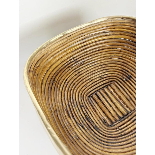 Wicker and Brass Fruit Basket, France, 1960s For Sale - Image 6 of 12