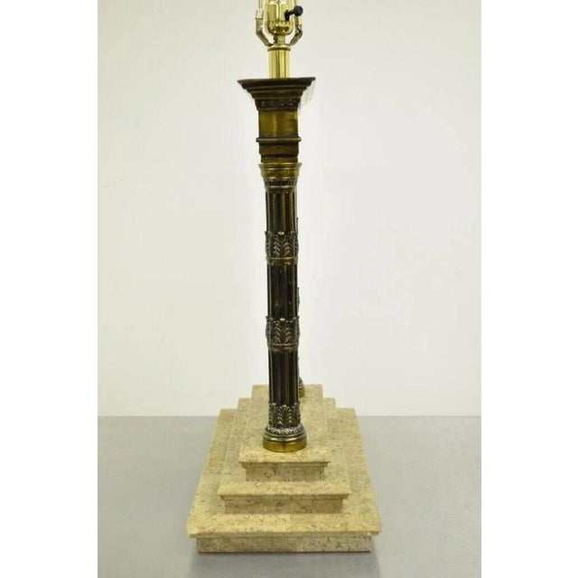 Vintage Neoclassical Style Figural Painted Nude Woman Bronze Marble Table Lamp For Sale In Philadelphia - Image 6 of 11