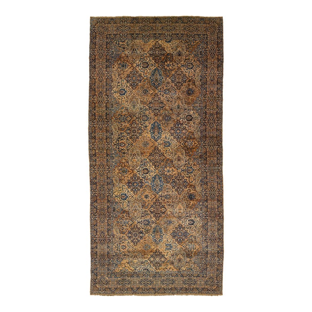 Gallery Size Antique Kerma Wool Rug in Rust Color For Sale