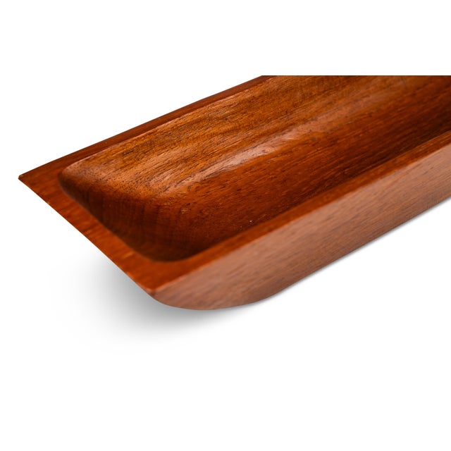 Wood Mid-Century Organic Modern Elongated Serving Tray / Catch-All Hand-Carved From Solid Teak, Circa 1970s For Sale - Image 7 of 12