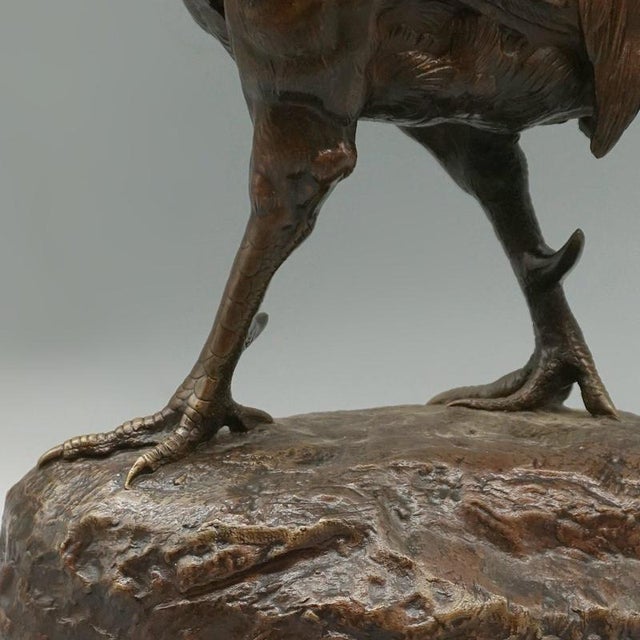 Black Strutting Bronze Cockerel by Alfred Barye For Sale - Image 8 of 11