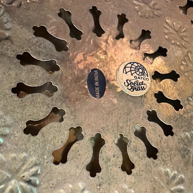 Vintage Large Solid Brass Globe Shaped Hanging BIrd Cage W/Feeding Bowls For Sale - Image 6 of 6