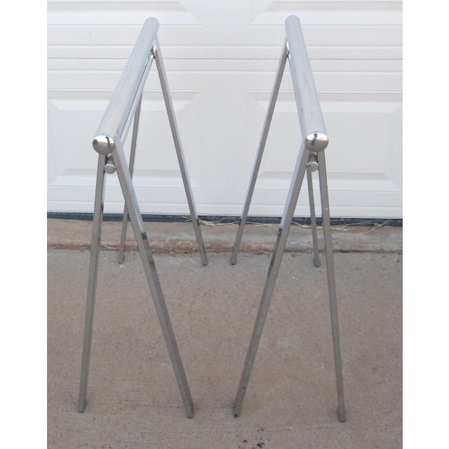 Mid 20th Century Mid 20th Century Chrome and Glass Sawhorse Desk For Sale - Image 5 of 18