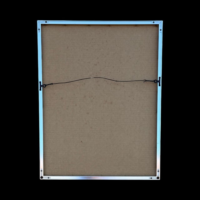 Blue 1978 Abstract Linocut “Through the Rafters” Signed & Framed Original Modern Vintage Art For Sale - Image 8 of 8