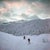 Mountain Top by Toni Frissell Two skiers decend in twilight, Klosters, Switzerland, 1954. (Photo by Toni Frissell) 12x12"...