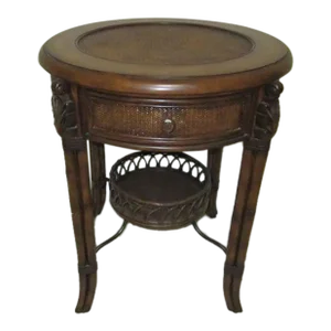 1960s Accent Round Table One Drawer Dark Tone Seven Seas by Hooker Furniture Co