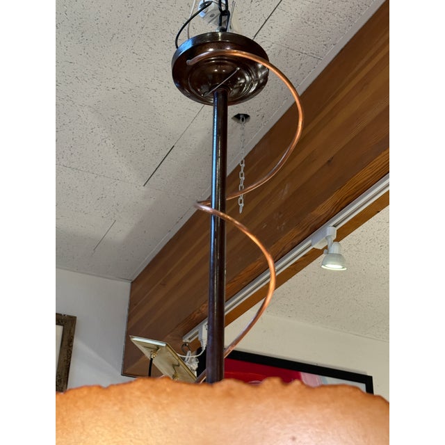 Contemporary Lightspann Illumination Design Textured Amber Bowl Pendant For Sale - Image 3 of 12
