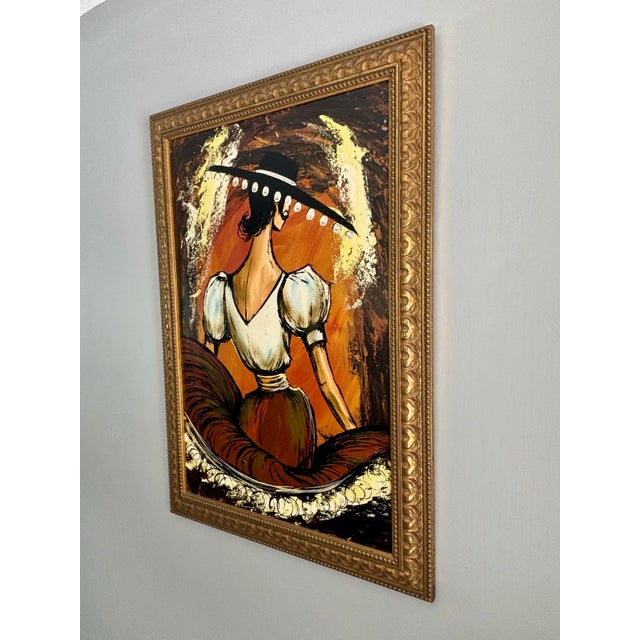 Mid-Century Modern Vintage 1960s Mid-Century Flamenco Dancer Figurative Painting, Signed For Sale - Image 3 of 7