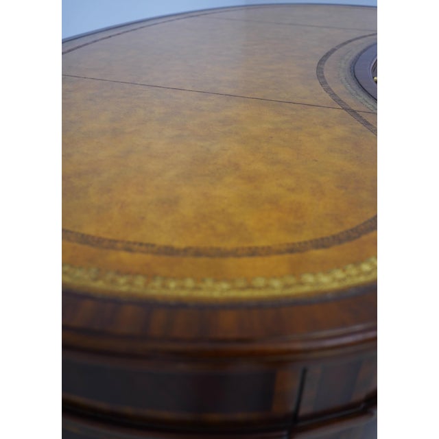 Brown Maitland Smith Leather Top Mahogany Kidney Shape Desk For Sale - Image 8 of 18