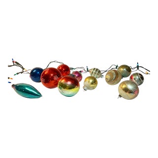 Set of 12 Beautiful Vintage Assorted Christmas Balls Ornaments For Sale