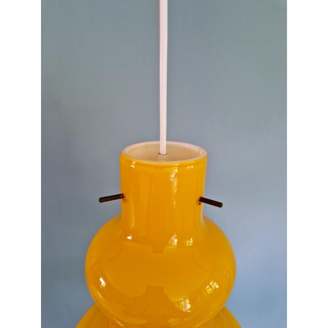 Yellow Vintage Yellow Opaline Glass Pendant Light, Italy, 1960s For Sale - Image 8 of 14