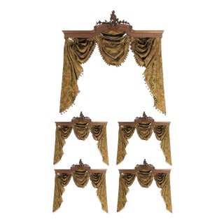 Antique Portuguese Valances in Mahogany, 1800s, Set of 5 For Sale