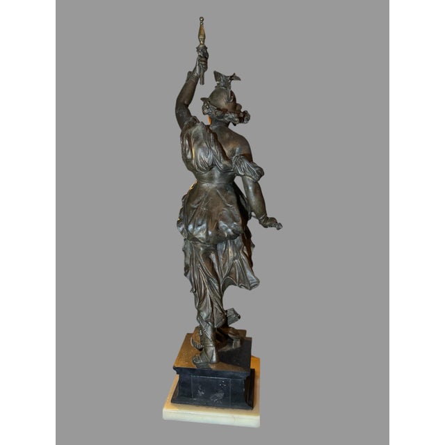 Early 20th Century Antique Victorian Figural Cast Metal 29" Figural Warrior Maiden Statue Sculpture For Sale - Image 5 of 10