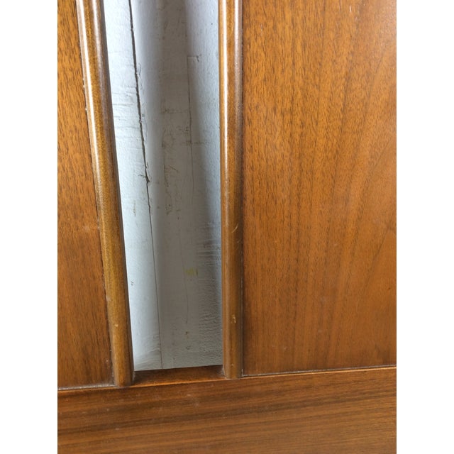 Mid Century Modern Full Size Walnut Headboard With Turned Wood Frame For Sale - Image 15 of 17