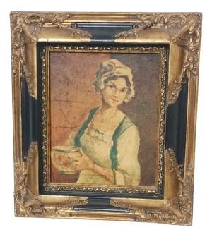 Michel Capron, Young Woman with a Bowl, 1950, Oil on Canvas, Framed