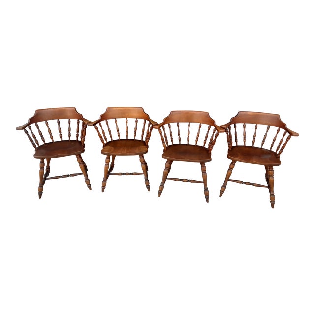Vintage Solid Maple Captains Chairs by Hale Company Inc. Set of 4