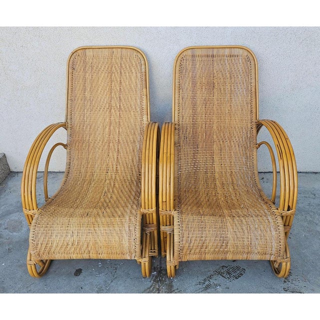Set of Mid-Century Modern Bamboo and Rattan Loungers, Italy, 1960s For Sale - Image 14 of 16