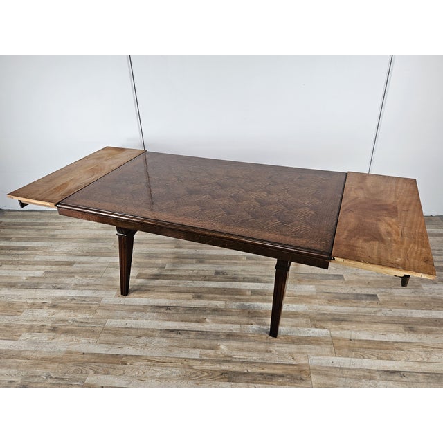 Art Deco Style Geometric Oak Table with Side Extensions, 1950 For Sale - Image 11 of 18