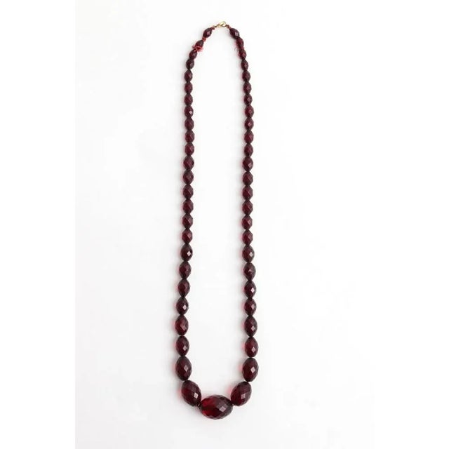 Red Long Vintage Red Amber Necklace, 1960s For Sale - Image 8 of 8