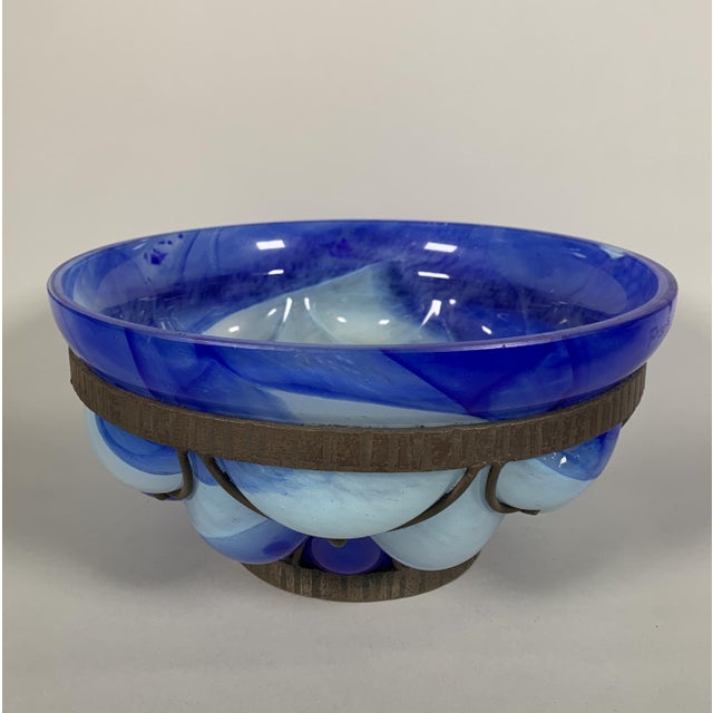 Metal Bowl in Blown Glass and Wrought Iron by André Delatte for Daum, 1930s For Sale - Image 7 of 7