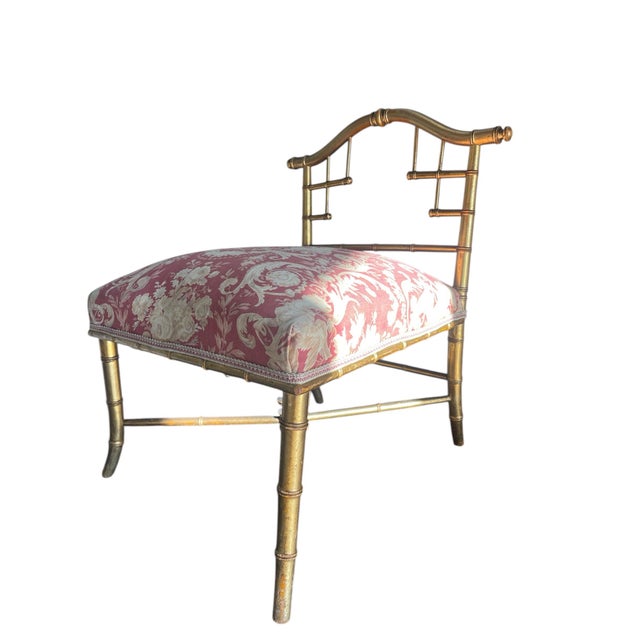 Traditional Late 19th Century Antique Aesthetic Movement Faux Bamboo Gilded Stool For Sale - Image 3 of 4