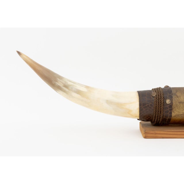 Leather Wrapped Steer Bull Horn For Sale - Image 4 of 10