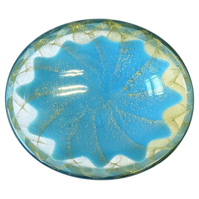 Italian Murano Blue and Gold Art Glass Bowl For Sale - Image 13 of 13