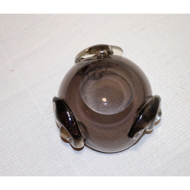 Vintage Hand Blown Murano Smokey Quartz Art Glass Cigarette Cigar Ashtray Italy For Sale - Image 11 of 11