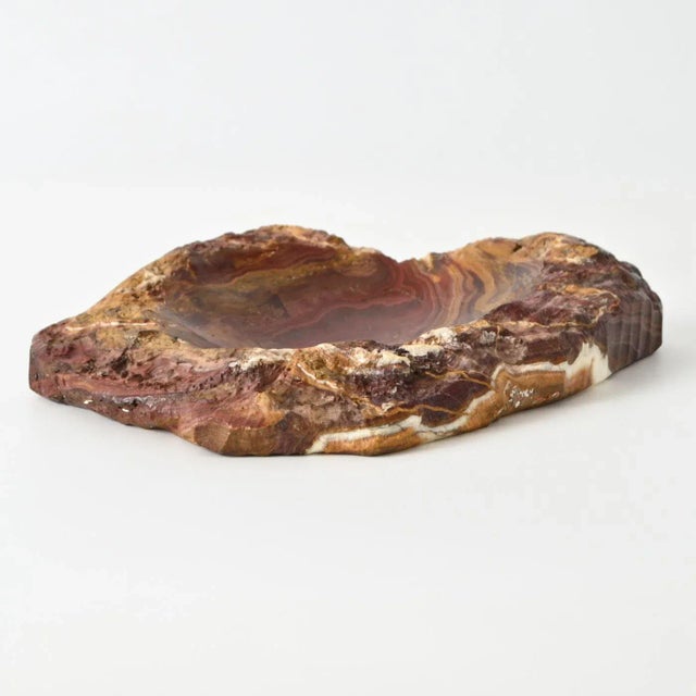 Brown Vintage Red Onyx Stone Bowl, 1970s For Sale - Image 8 of 9