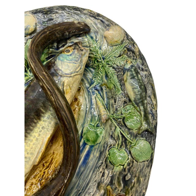 Large Palissy Ware Majolica Platter by Alfred Renoleau, French, Circa 1885 For Sale - Image 10 of 13