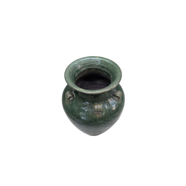 Ceramic Antique Stoneware Green-Glazed Mataban Jar Vase For Sale - Image 7 of 10
