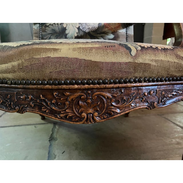 9th Century French Louis XV-style Armchair With Floral Needlepoint Tapestry For Sale - Image 10 of 15