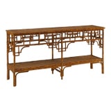 Image of Pagoda Console, Large, Brown, Rattan For Sale