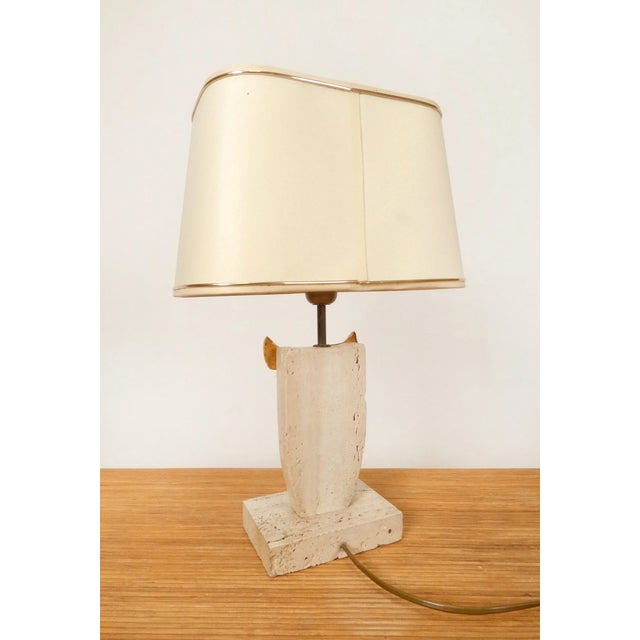 1970s Travertine Owl Table Lamp, 1970s For Sale - Image 5 of 14