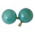 Handblown Glass Lamp Finials on Brass Hardware - a Pair in Aqua Blue For Sale